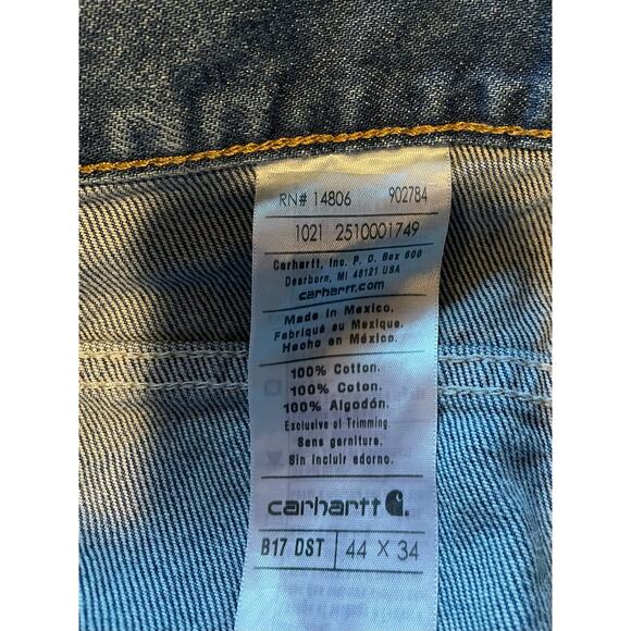 Carhartt Men's Relaxed Fit Blue Denim Jeans B17 DST Sz 44 x 34 Workwear Casual - Picture 2 of 11